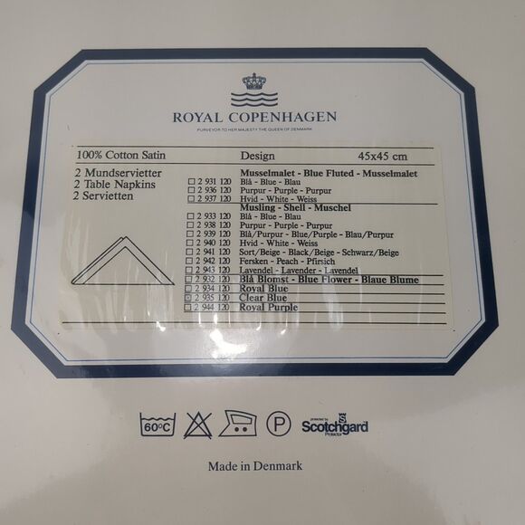 Vintage Royal Copenhagen Blue Fluted Satin Cotton Table Napkins Set of 6 - Picture 4 of 8